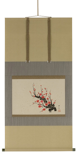 紅梅 宮沢湖春（直筆）　掛軸（掛け軸）