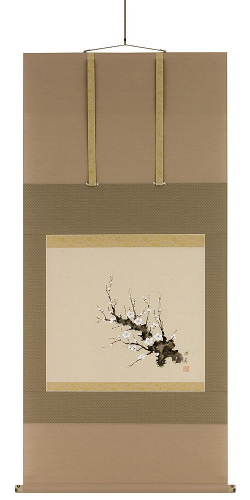 白梅 宮沢湖春（直筆）　掛軸（掛け軸）画像