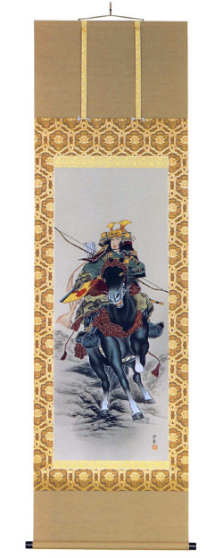 武者（黒馬）森　雪堂（直筆）　掛軸（掛け軸）