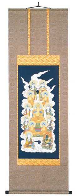 真言用（紺地）十三佛　大西　雲崖（直筆）　掛軸（掛け軸）　