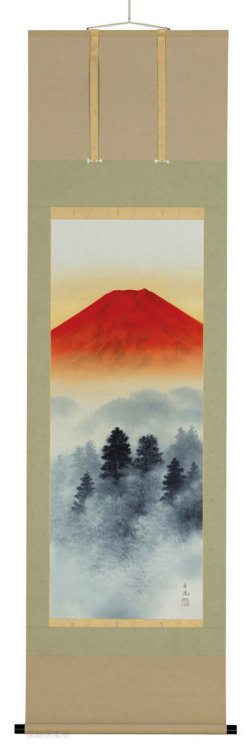 赤富士山水　尺五立　高橋長流【直筆作品】