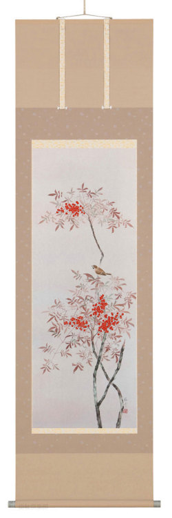 南天に雀　稲垣雅彦【直筆作品】