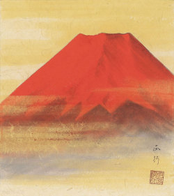 赤富士　川島　正行【直筆作品】