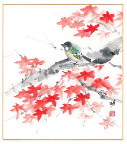 紅葉　秋田　功【直筆作品】