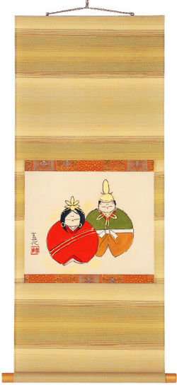 ミニ掛け軸（四角型）今井玄花　丸雛【直筆作品】 の掛軸（掛け軸）