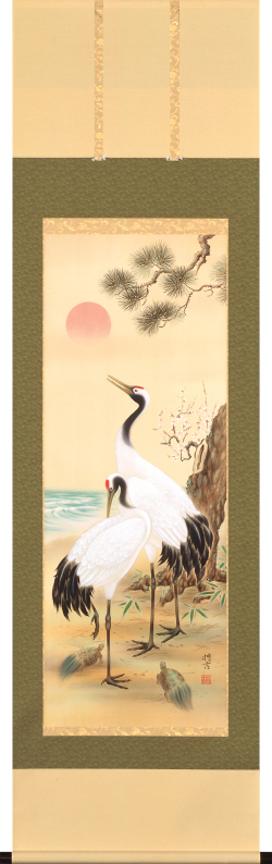 松竹梅鶴亀　佐々木将吉　尺五立（特殊印刷工芸作品）