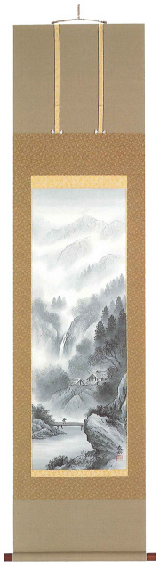 水墨山水　遠藤春岳（直筆） の掛軸（掛け軸）