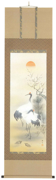松竹梅鶴亀（梅）　林　昴月（直筆） の掛軸（掛け軸）