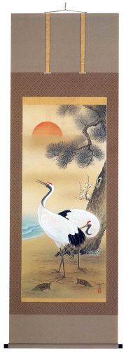 鶴亀　岩田文鳳（直筆） の掛軸（掛け軸）