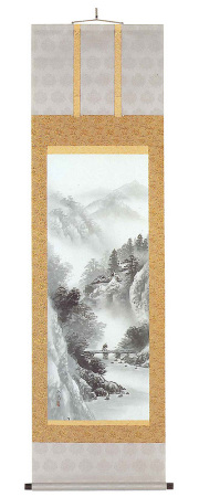 水墨山水　岱　招鳳　（直筆） の掛軸（掛け軸）