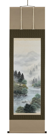 彩色山水　小酒井桜谷（直筆）   画像　掛軸（掛け軸）　