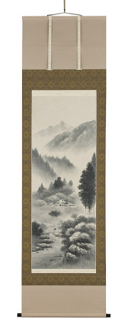 水墨山水　倉地邦彦（直筆）  画像　掛軸（掛け軸）　