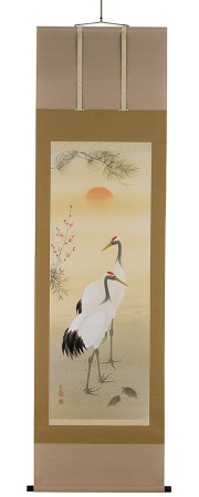 陽光双鶴 加野秋谿（直筆）　掛軸（掛け軸）