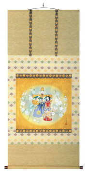 桃花だいり雛　泉　素松堂（直筆）　掛軸（掛け軸）
