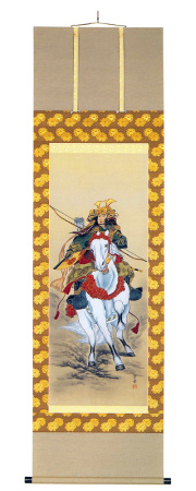 武者（白馬）　森　雪堂（直筆）　掛軸（掛け軸）