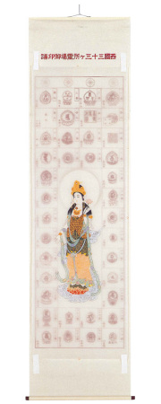 　掛軸（掛け軸）　西国・板東・秩父霊場御印譜マクリ（大観音）画像
