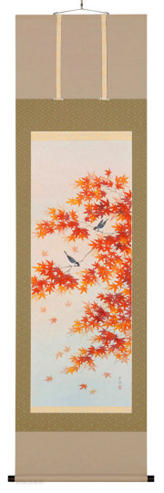 紅葉に小禽　鈴木秀湖【直筆作品】