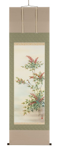 掛軸 草花兎之図 今井景樹 研精斎 花鳥図 鳥獣画 うさぎ 風景画 季節掛け 岡本秋暉 四季花鳥図｜古美術・掛け軸の販売・買取・鑑定-松本松栄堂