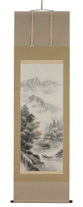 水墨山水　森　雪堂（直筆） 画像　掛軸（掛け軸）　