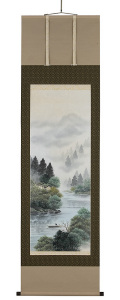彩色山水　小酒井桜谷（直筆）   画像　掛軸（掛け軸）　