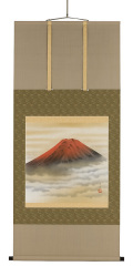朱映富士　岩田東嶺（直筆） 　画像　掛軸（掛け軸）　