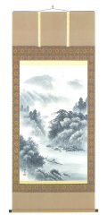 水墨山水　倉地邦彦（直筆） の掛軸（掛け軸）