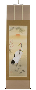 陽光双鶴 加野秋谿（直筆）　掛軸（掛け軸）