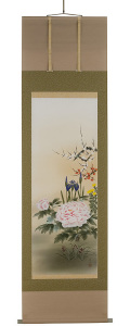 四季草花　中川若翠（直筆）　掛軸（掛け軸）　