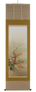 梅に鶯　林　昴月（直筆）　掛軸（掛け軸）　