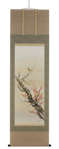 梅に鶯　宮沢湖春（直筆）　掛軸（掛け軸）　