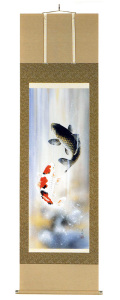 吉祥瀧昇鯉　恩田　三澄（直筆）　掛軸（掛け軸）