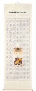 　掛軸（掛け軸）　四国八十八ヶ所霊場御印譜マクリ（本金箔押・東印）
