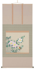 掛軸 草花兎之図 今井景樹 研精斎 花鳥図 鳥獣画 うさぎ 風景画 季節掛け どこで 買える かホビー・楽器・アート - 掛軸 草花兎之図 今井