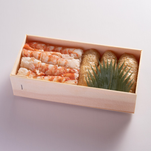 【テイクアウト専用】　海老とろろ昆布押し寿司と柚子いなり