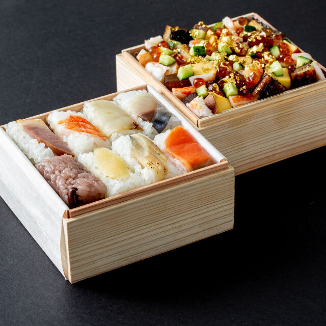 平宗が放つこだわりの寿司＜ミニ柿の葉ずし 16個いり 天平ちらしのセット＞