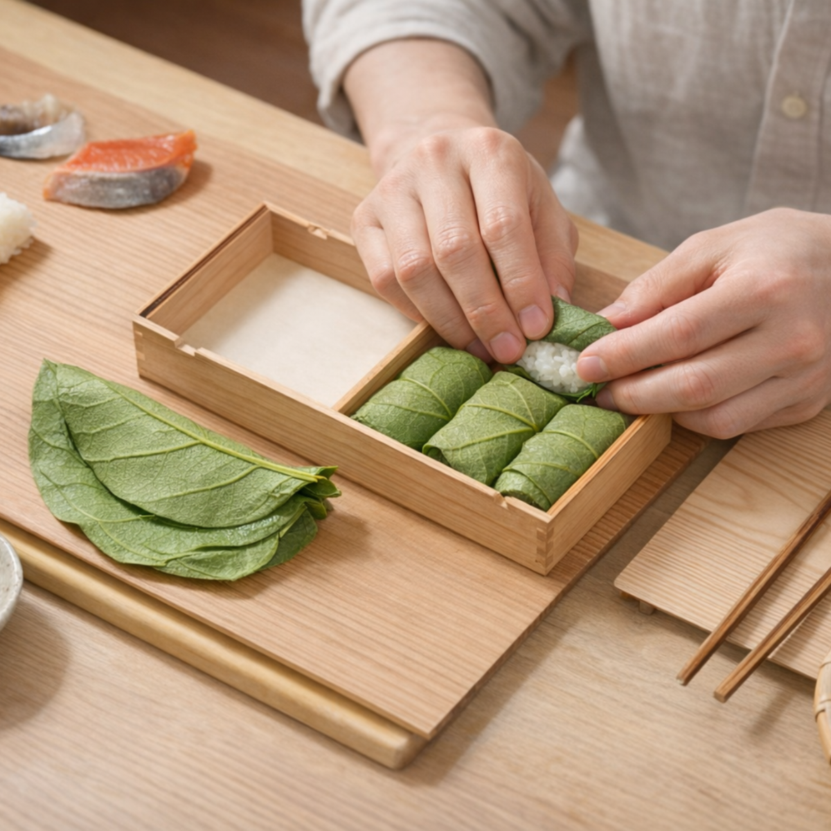 柿の葉ずしおうちで体験セット(鯖・鮭)