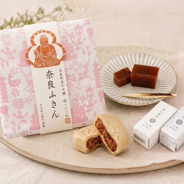 大和（やまと）の贈り物3点セット（選べるかや織ふきん・柿もなか・干し柿ようかん）