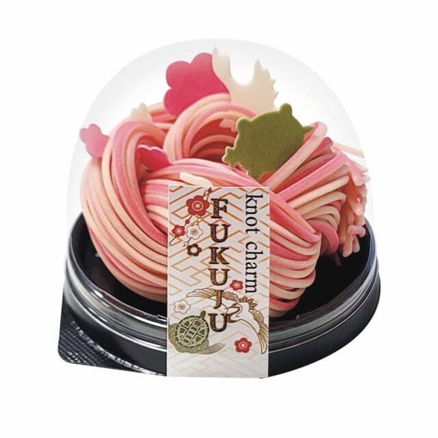 【新商品】knot charm 福寿（ノットチャーム　フクジュ）鶴、亀、梅をあしらった紅白細うどん　長寿祝いに　お年賀に　ご結婚のお祝いに　ハレの日の食卓に