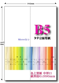 B5 色上質 Ｍｉｃｒｏミシン タテ２面用紙【中厚口】