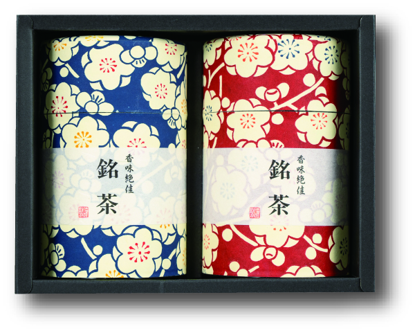 レトロな梅模様の茶缶が人気の銘茶ギフト　梅浪漫（うめろまん）