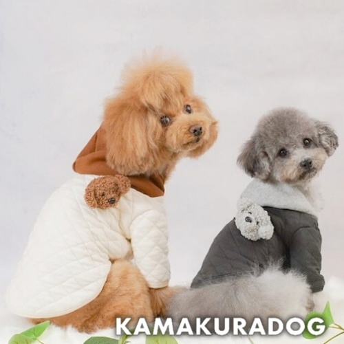 プードルブローチ付キルティングジャケット