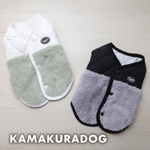 バイカラーキルトボアベスト