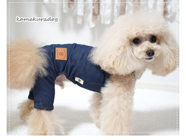 可愛い小型犬の洋服通販 鎌倉ドッグ ストレッチデニムつなぎ＆ワンピ