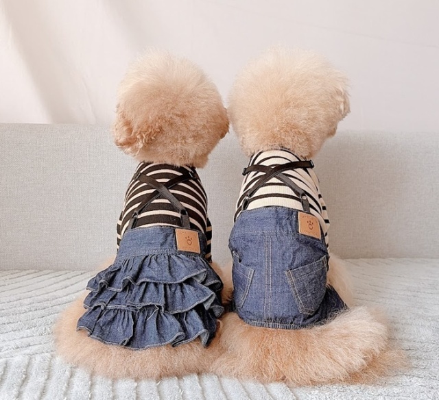 kamakuraデニムサロペット・ジャンパースカート 可愛い小型犬の洋服