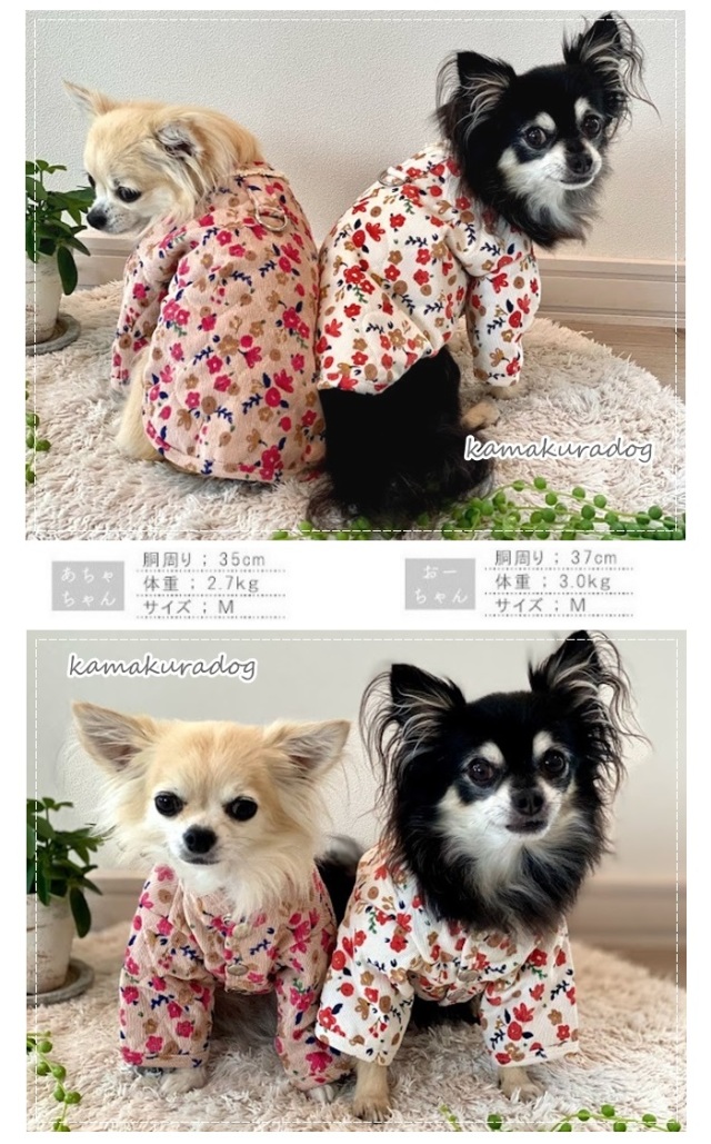 可愛い小型犬の洋服通販 鎌倉ドッグ コーデュロイ花柄ハーネス