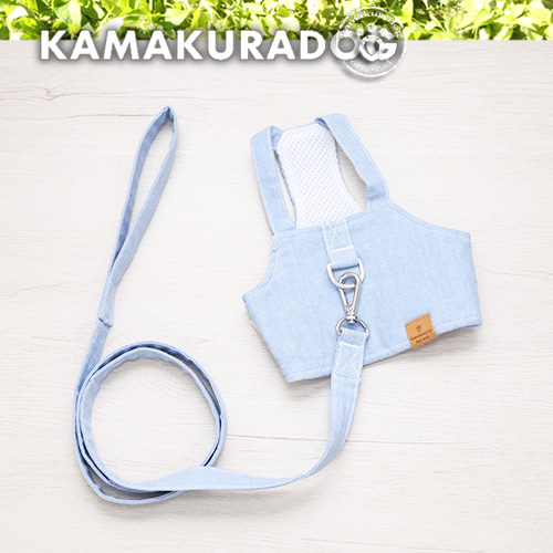 デニムベストハーネスリードセット 可愛い小型犬の洋服通販 鎌倉ドッグ