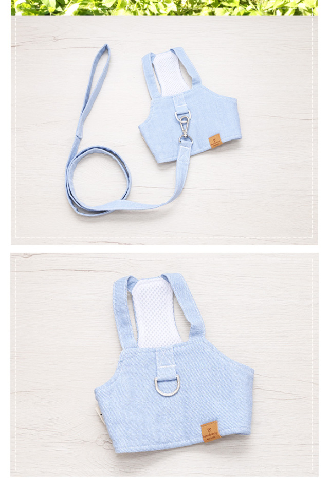 デニムベストハーネスリードセット 可愛い小型犬の洋服通販 鎌倉ドッグ