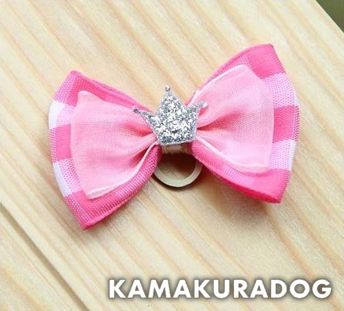 可愛い小型犬用アクセサリー通販 鎌倉ドッグ プリティーリボン 大 バレッタ ゴム 1個