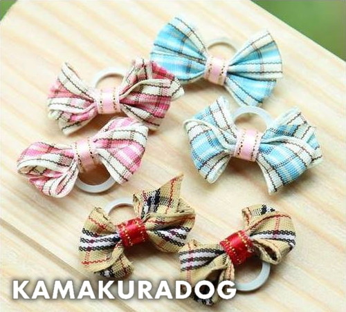 ミニチェックリボン(ゴム・2個）