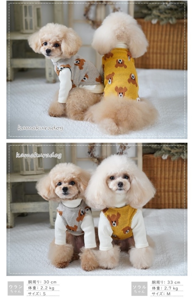 可愛い小型犬の洋服通販 鎌倉ドッグ ジャガードベアーベスト